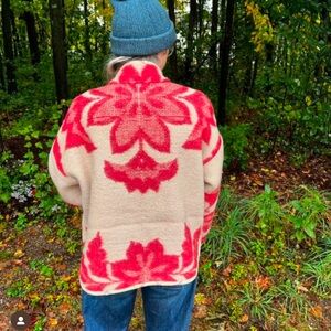 Red and Beige Women's Sweater